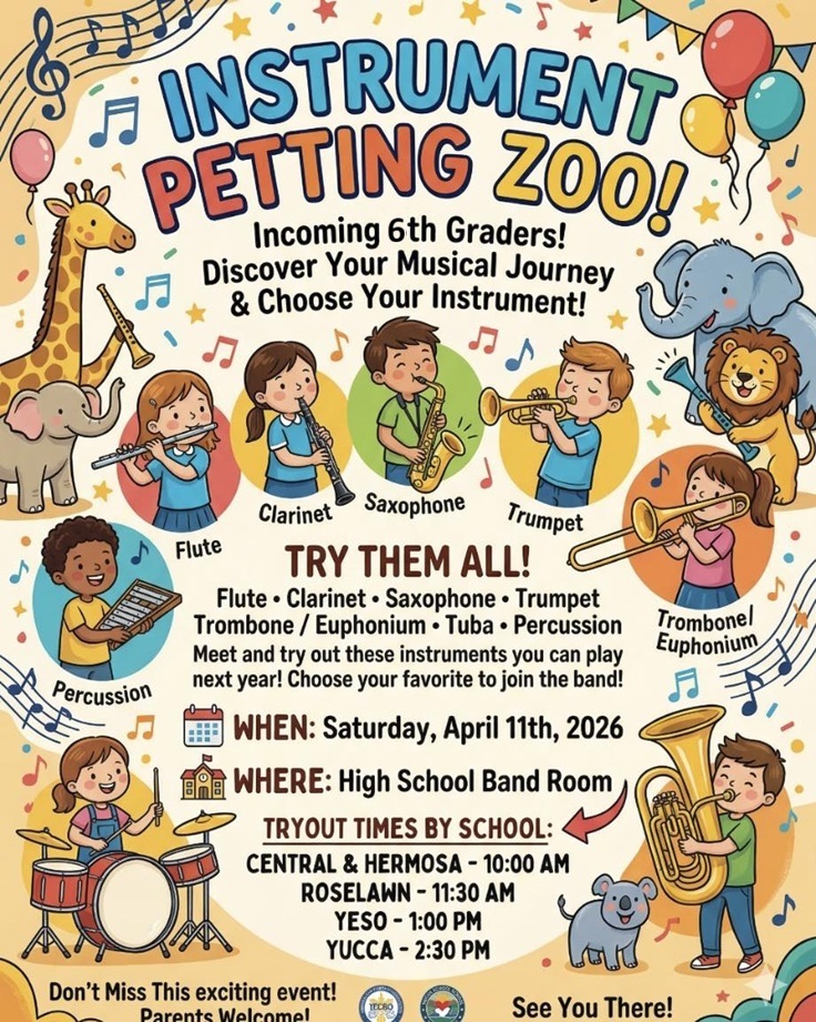 Instrument Petting Zoo, April 11 for incoming sixth-graders