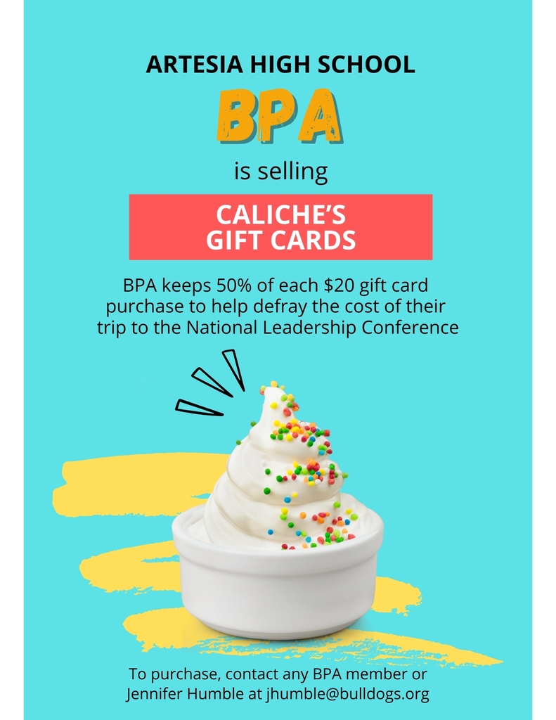 AHS BPA selling Caliche's gift cards
