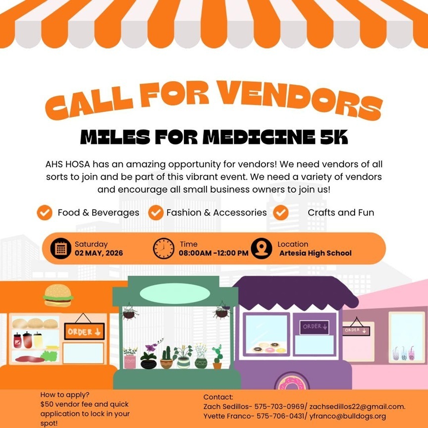 AHS HOSA call for vendors for Miles for Medicine event