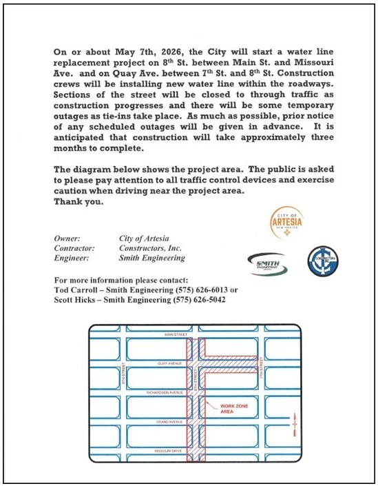 City of Artesia upcoming roads project