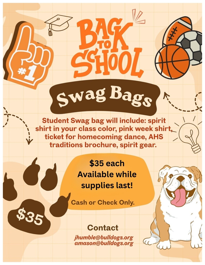 A graphic details info on swag bags available for purchase by AHS students.