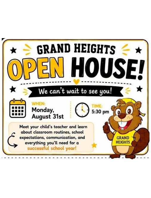 A flyer details information on Open House at Grand Heights.