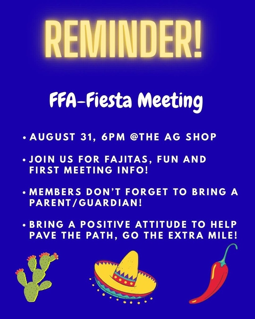 A flyer details information on an Artesia FFA fiesta meeting.