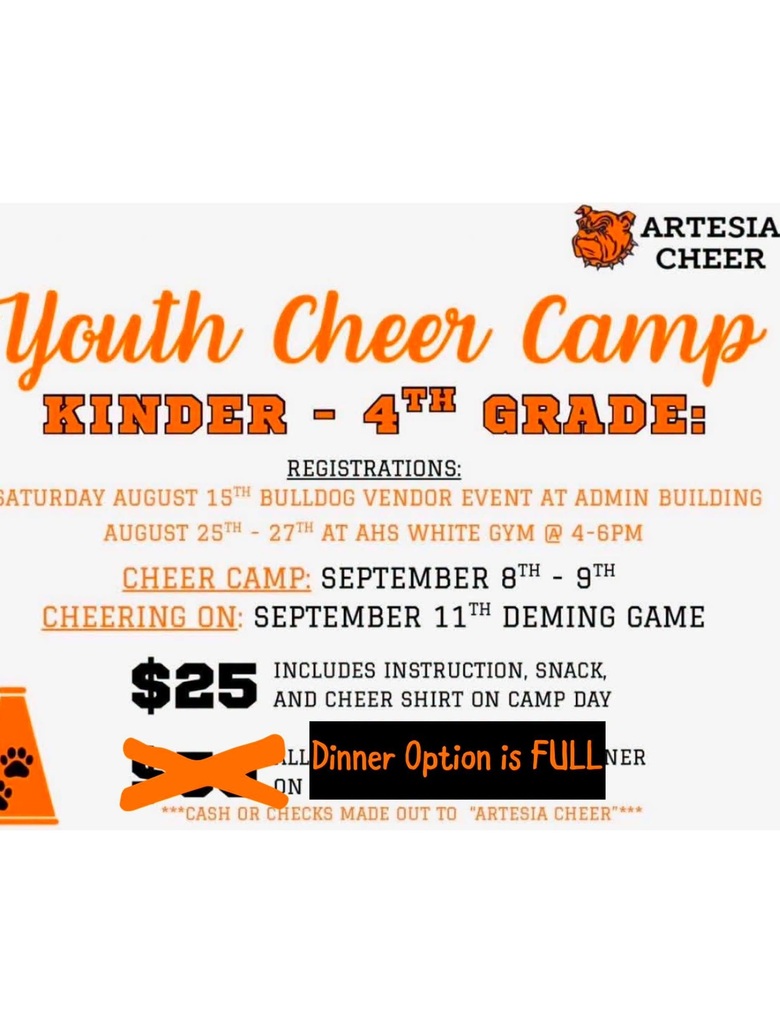 A flyer details information on AHS cheerleading youth camp.