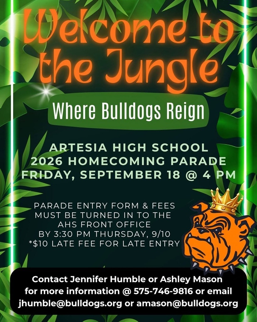A flyer details information on AHS Homecoming Parade entry procedures.