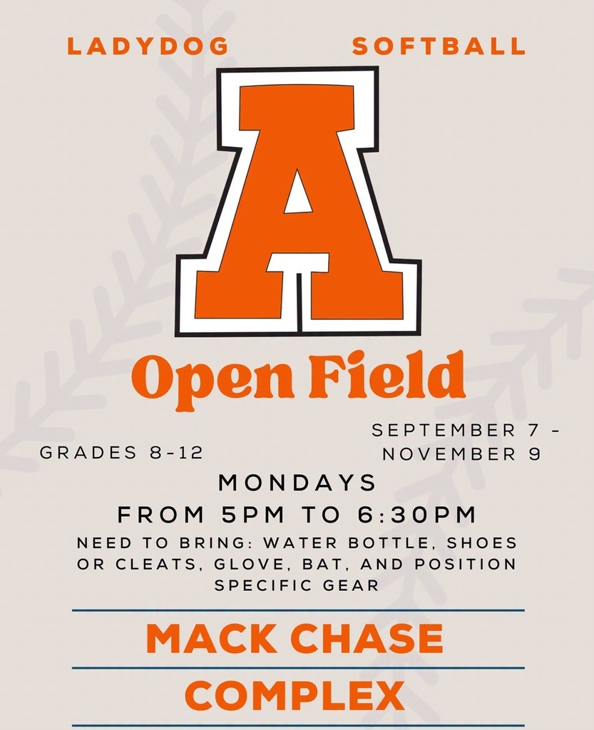 A flyer details information on Lady Bulldog softball open field dates.