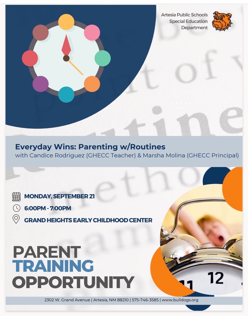 A graphic details information on an upcoming parent training workshop on "Parenting with Routines".