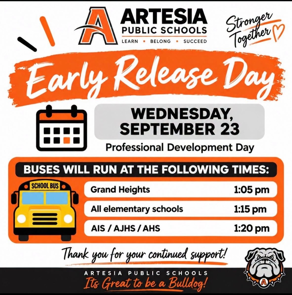 A graphic details bus schedules for the Wednesday, Sept. 23, early release.