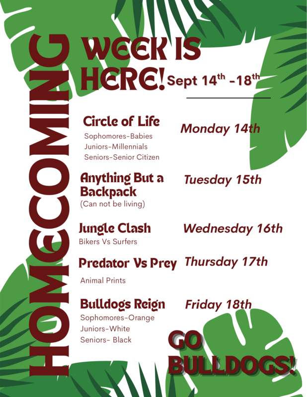 A flyer details Homecoming Dress-Up Days for Artesia High School.