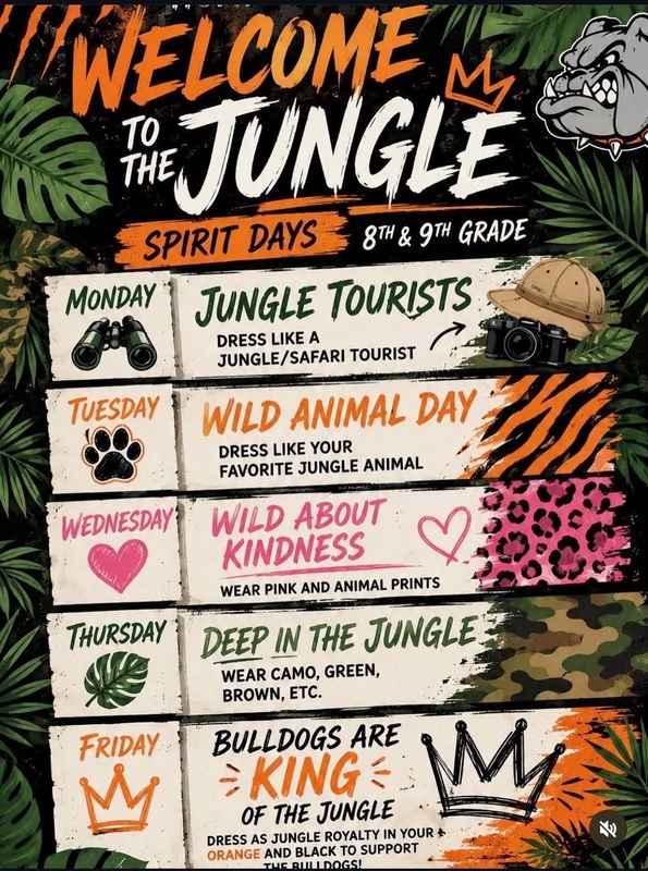 A flyer details Homecoming Dress-Up Days for Park Junior High.
