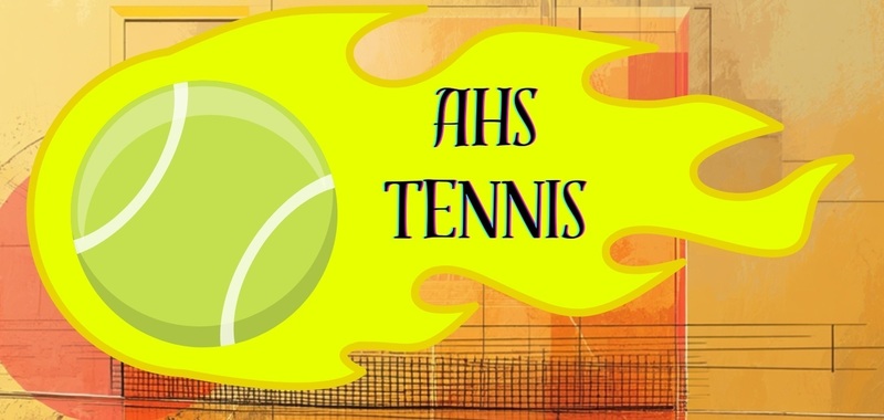 A flaming tennis ball reads "AHS Tennis."