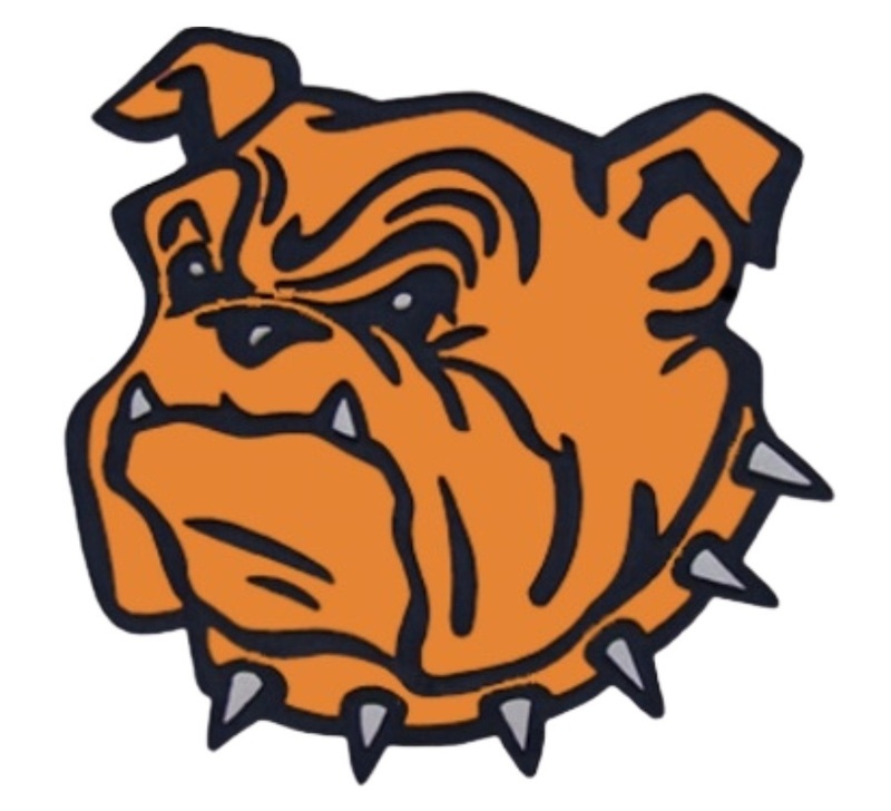 An orange Bulldog head.