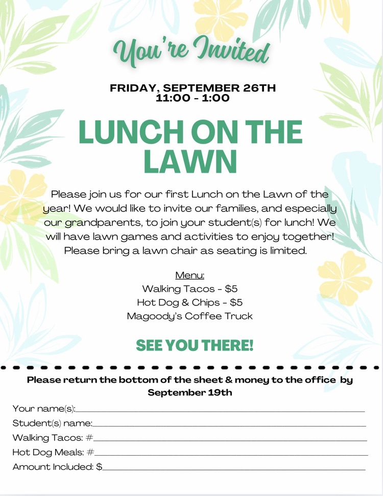 Join us for Lunch on the Lawn on September 26th from 11-1pm!
