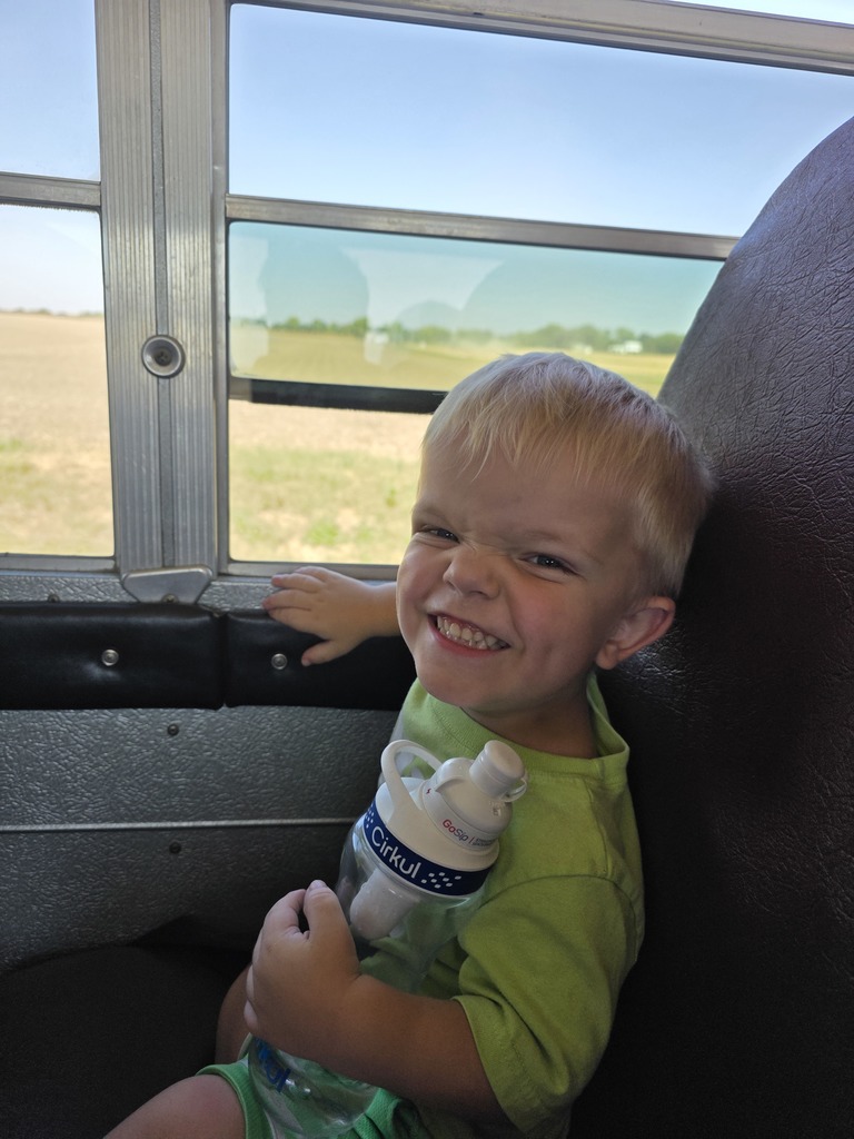 Riding the bus to the orchard