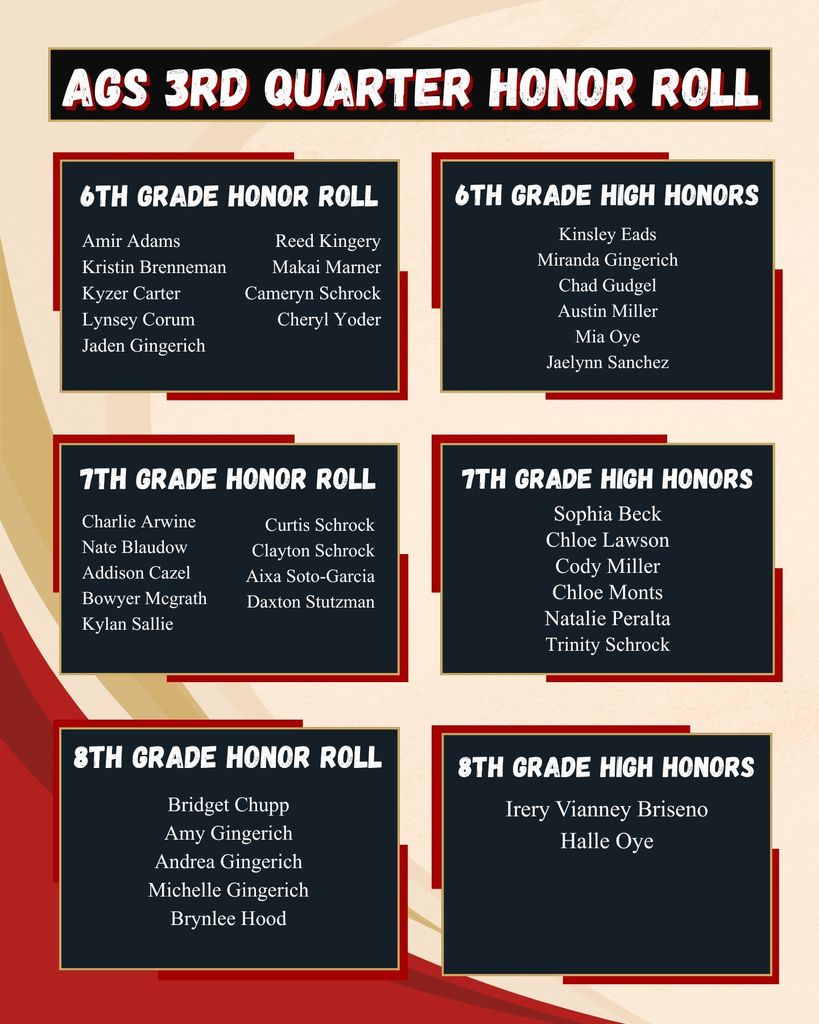 AGS Honor Roll Quarter 3