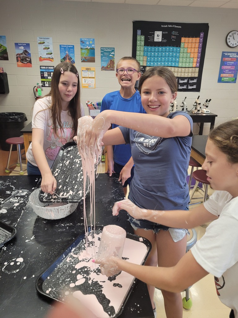 7th graders playing with oobleck