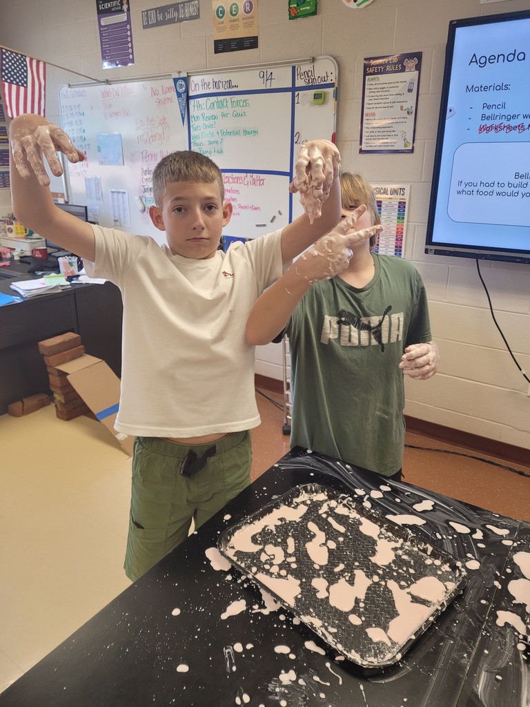 7th graders playing with oobleck