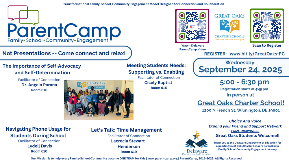 Join us for Great Oaks Charter School’s First ParentCamp of the 2025-2026 School Year