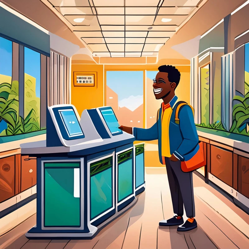 Person Standing At Visitors Kiosk