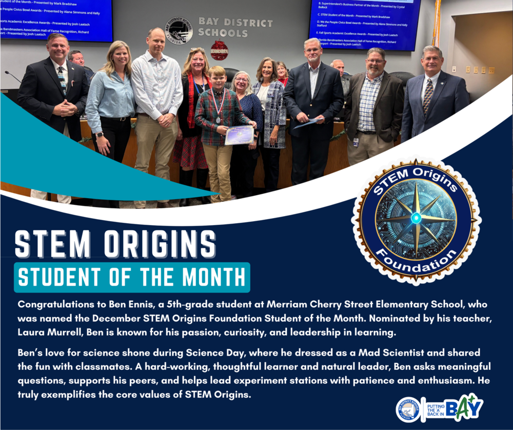 STEM Origins Student of the Month - Ben Ennis