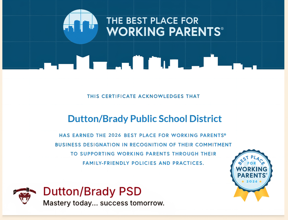 Dutton-Brady School has been recognized as The Best Place For Working Parents.