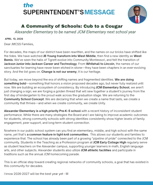 Superintendent's message