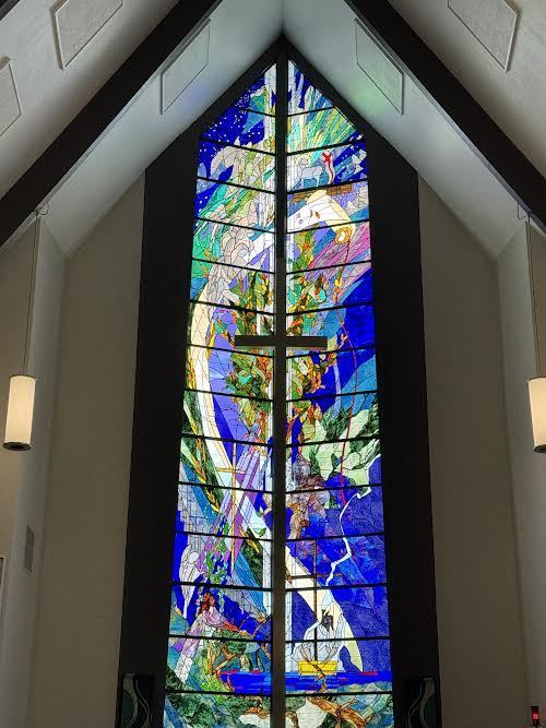 St. Peter Stain Glass Window with Cross