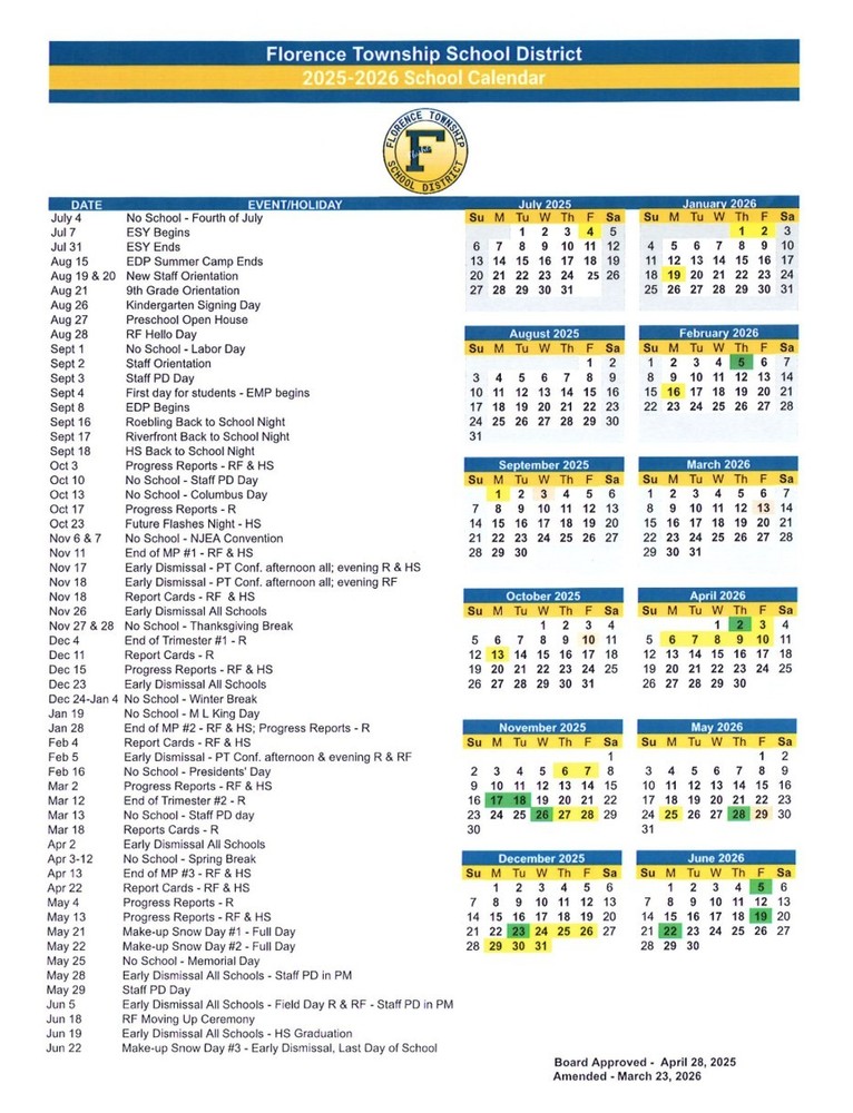 Updated Calendar March26
