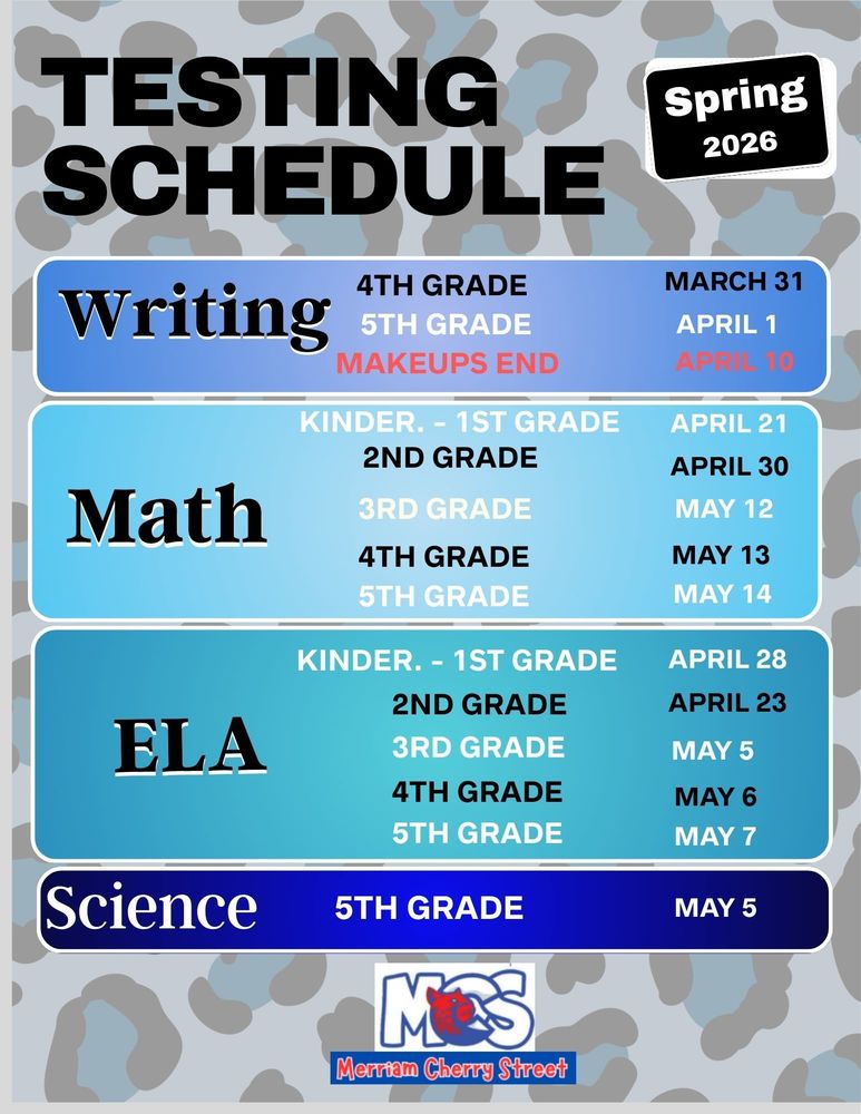 Spring Testing Schedule
