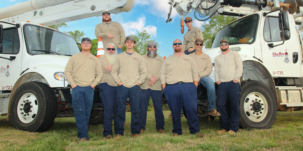 City of Shelby Lineworkers with Bucket Trucks