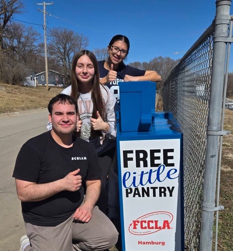 FCCLA Students Posing with the new Free Little Pantry