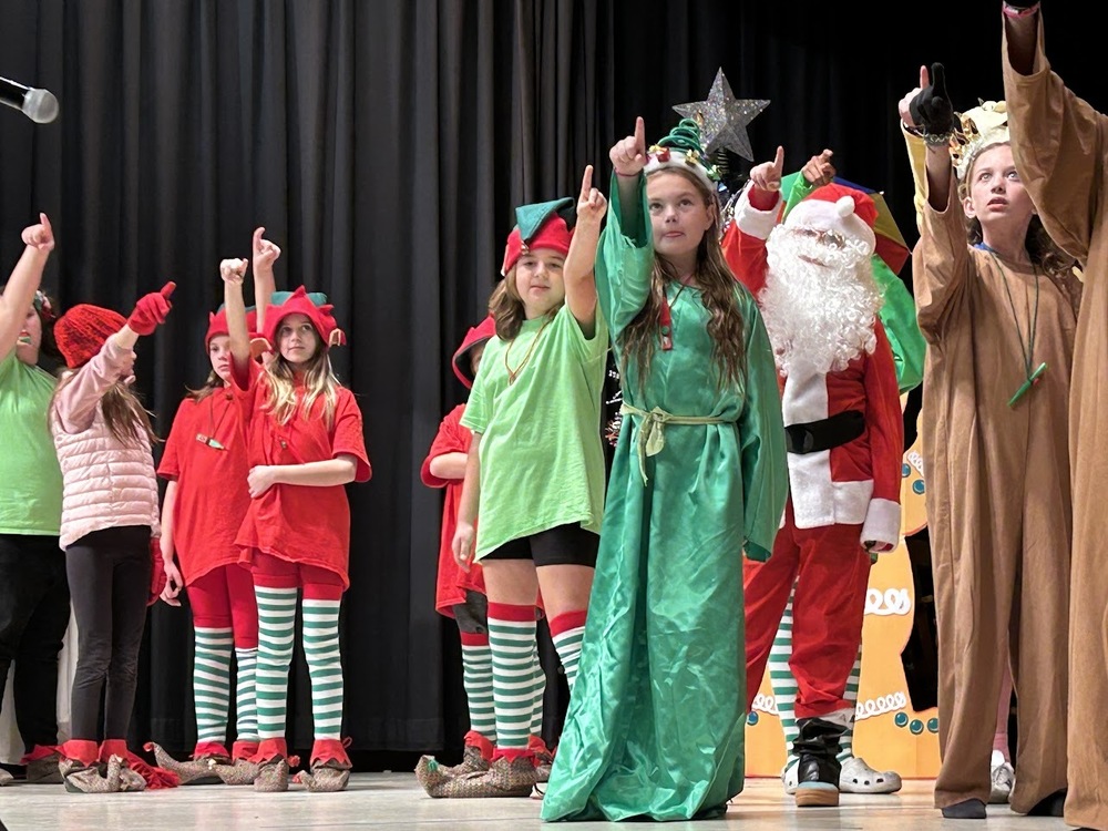 Students dressed in holiday costumes.