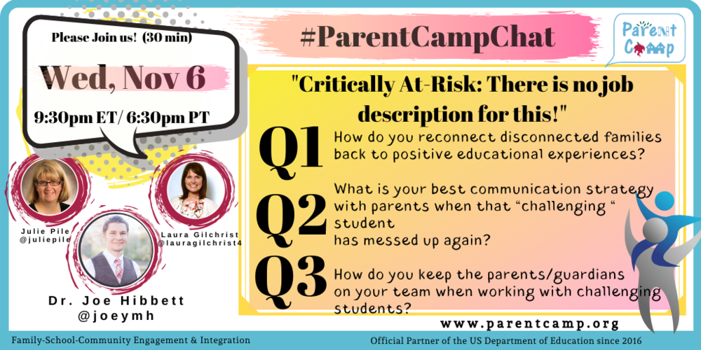 #ParentCampChat– Wednesday 11/6 9:30 pm ET/6:30 pm PT – Ready for Week 21 – Critically At-Risk: There is no job description for this!