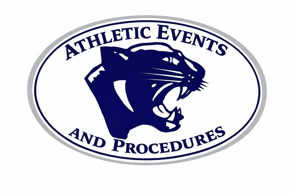 Panther Logo with Athletic Events and Procedures Text
