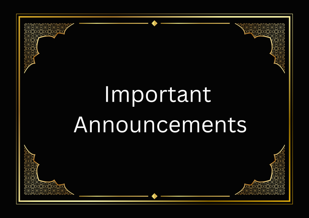Important Announcements