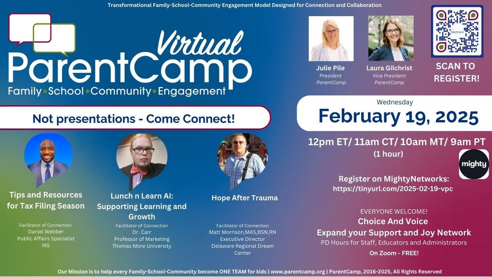 Join us for February’s Virtual ParentCamp on Wednesday, February29, 2025