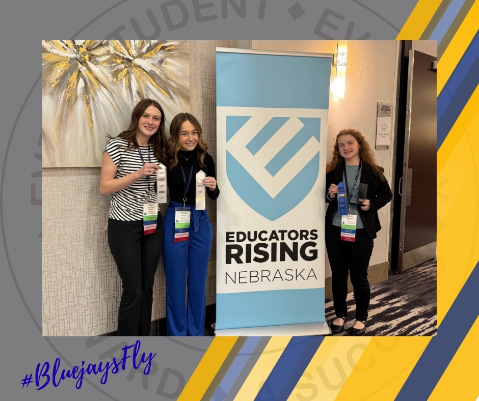 Education  Rising, 3 students with ribbons