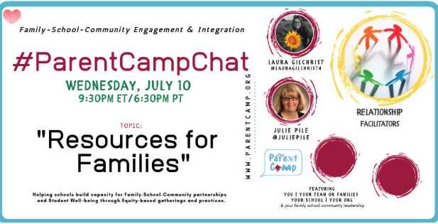 #ParentCampChat Week 3 Recap – Let’s Celebrate – Ready for Week 4   – Resources – Wednesday 7/10 9:30 pm ET/6:30 pm PT