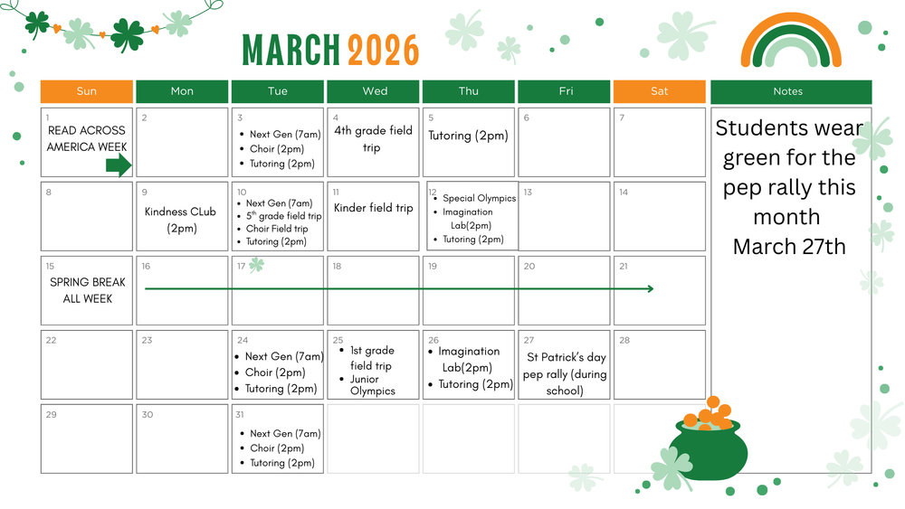 Students wear green for the pep rally this month  March 27th