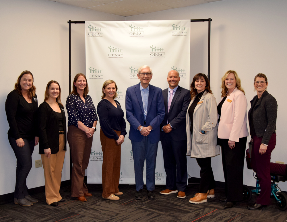 Governor Evers with CESA 10 staff