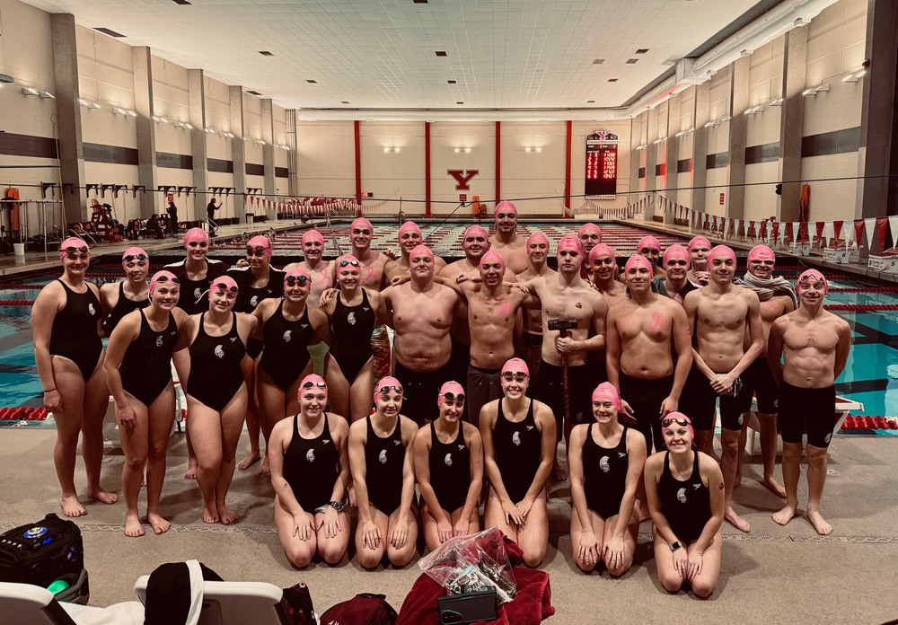 Boardman swim team pink caps for cancer event