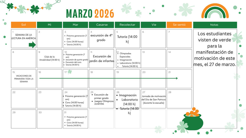 Los estudiantes visten de verde para la manifestación de motivación de este mes, el 27 de marzo.