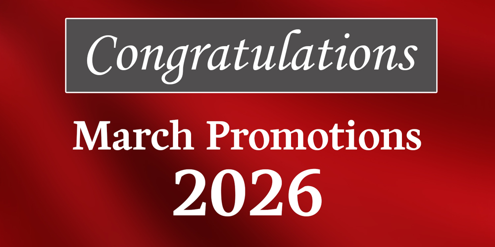 Congratulations to employees who were promoted in March, 2026