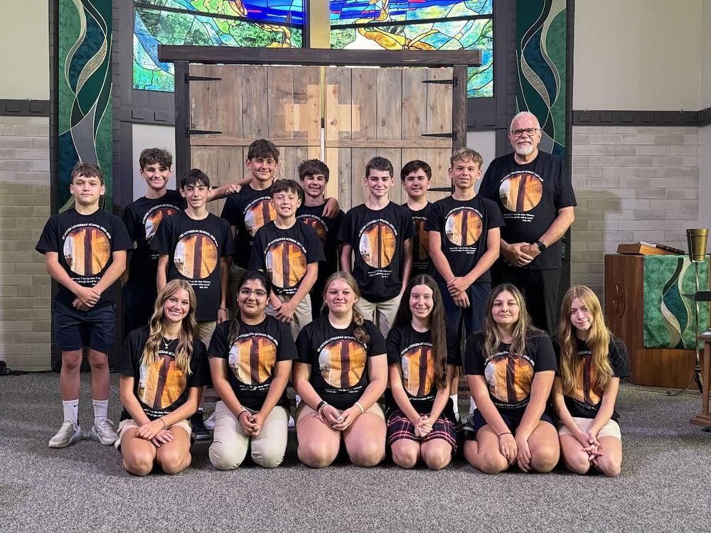Group in front of replica of the Arc door.