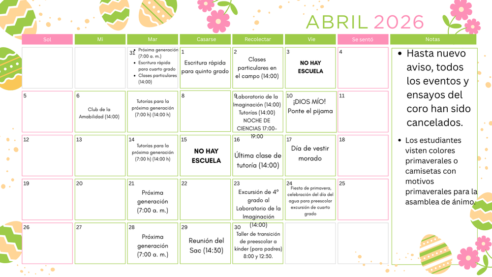 Calendar spanish