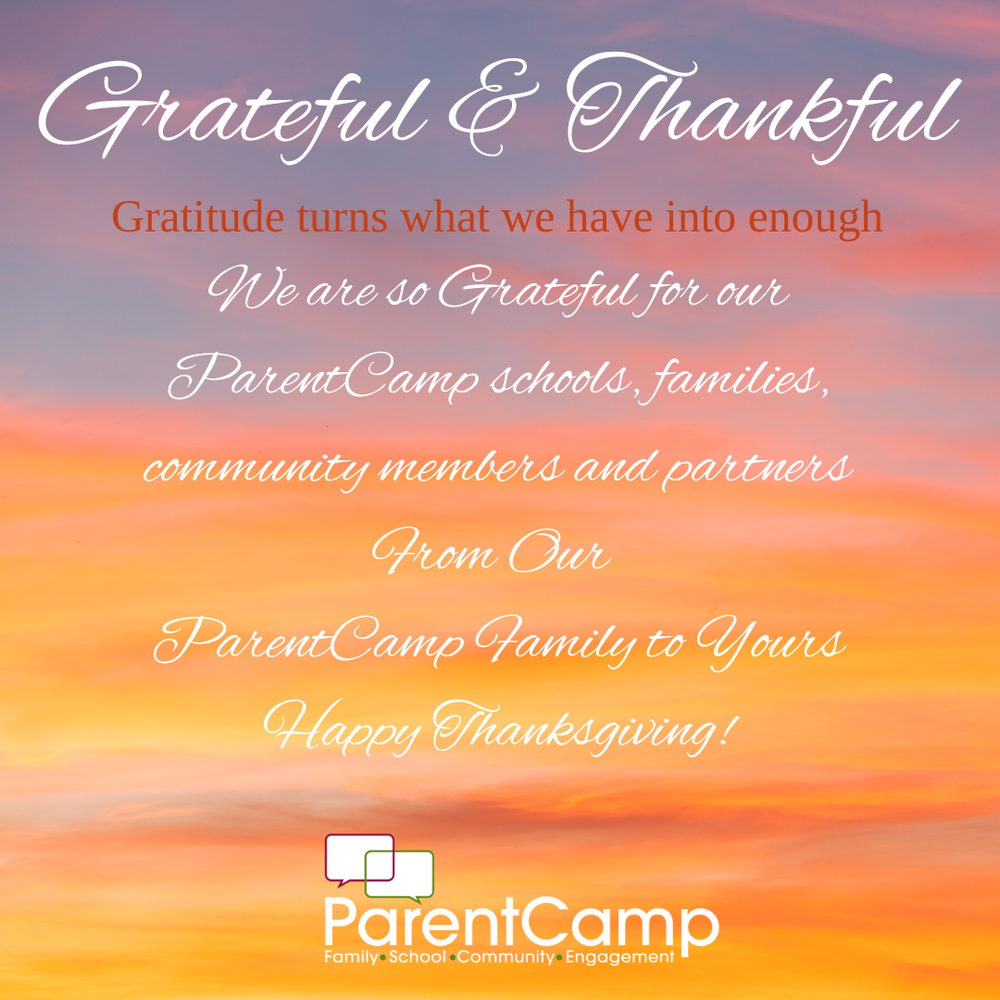 ParentCamp  2025 Thankful Picture with Sunset Background
