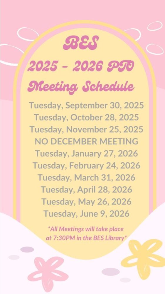  2025-2026 PTO Meeting schedules 