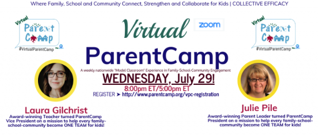 Register now for 7/29 Virtual ParentCamp, going to be some fabulous discussions, interested in aviation or meteorology? Join us in the Careers Room!