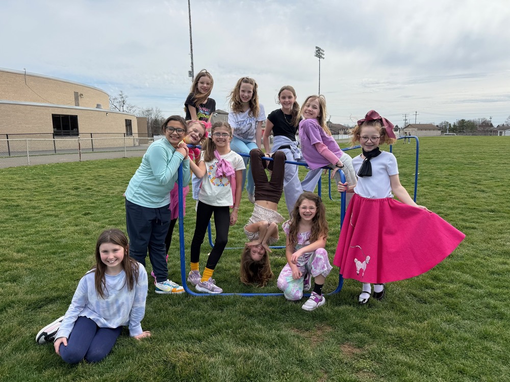 students outside in retro outfits for all abilities week
