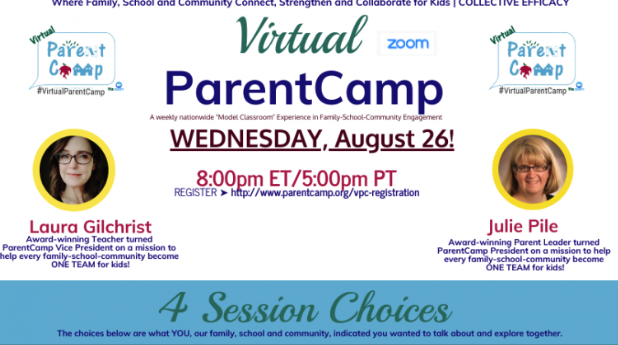 Registration open for August 26th Virtual ParentCamp, Voxer Book Study leading into 9/9 VPC